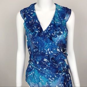 Lauren Ralph Lauren 100% Silk Blue Blouse